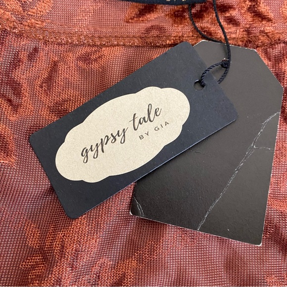 NWT Gypsy Tale By Gia Rust Velvet Burnout Long Kimono/Duster Size S - Picture 7 of 7